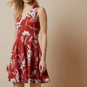 Ted Baker London Enyaa Skater Dress Cabana Print Red Floral Ted size 1 US size 4